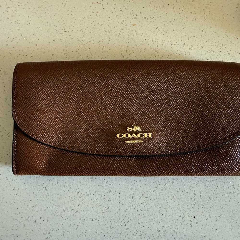 Coach Dark Brown Leather Clutch